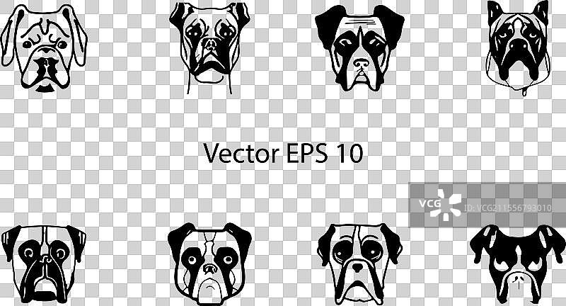 拳师犬极简风格图标 EPS 10 和 JPG图片素材