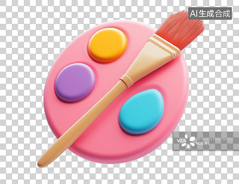 【AI数字艺术】3D立体水粉调色盘元素图片素材