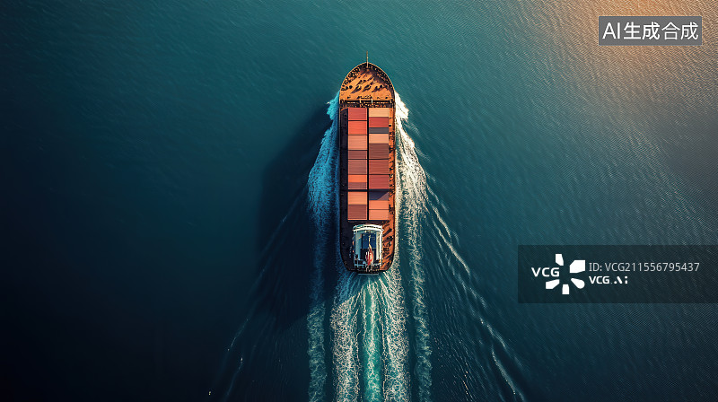 【AI数字艺术】航行在大海上的集装箱货轮海上立体集装箱货船图片素材