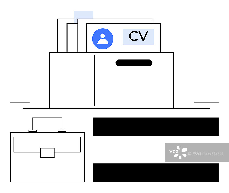 存放在文件箱中的求职申请和简历图片素材