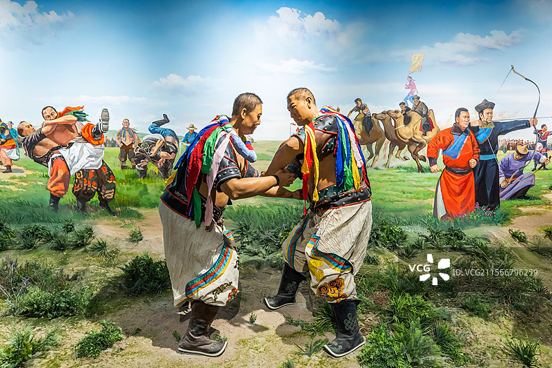 青海省博物馆蒙古族那达慕蜡像图片素材