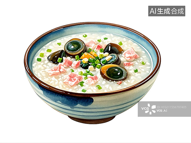 【AI数字艺术】皮蛋瘦肉粥图片素材