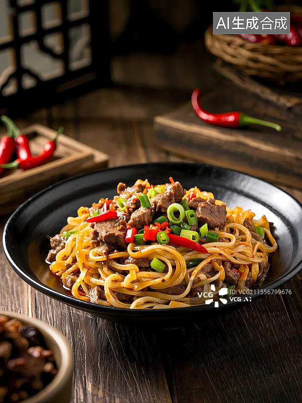 【AI数字艺术】干炒牛肉河粉美食特写图片素材