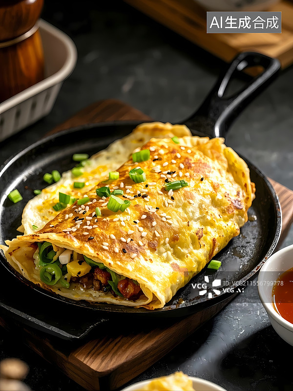 【AI数字艺术】煎饼果子美食特写图片素材