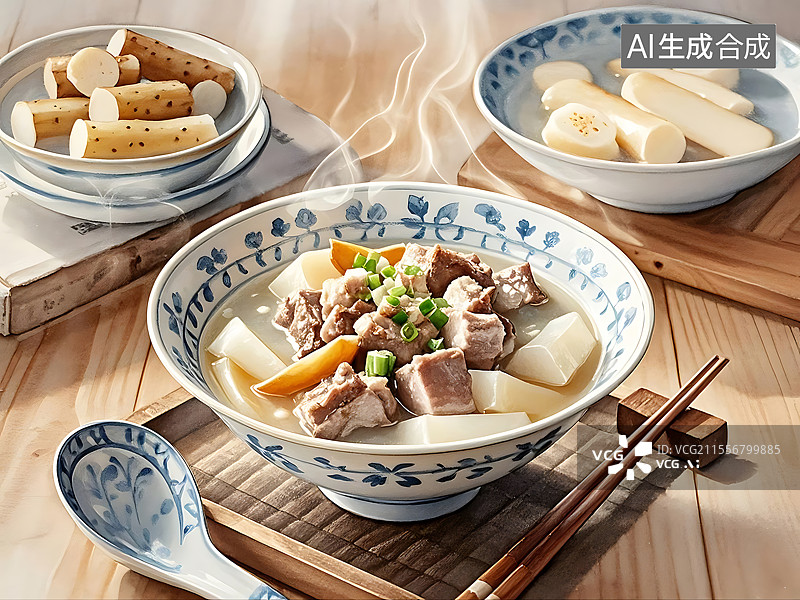 【AI数字艺术】山药排骨汤图片素材