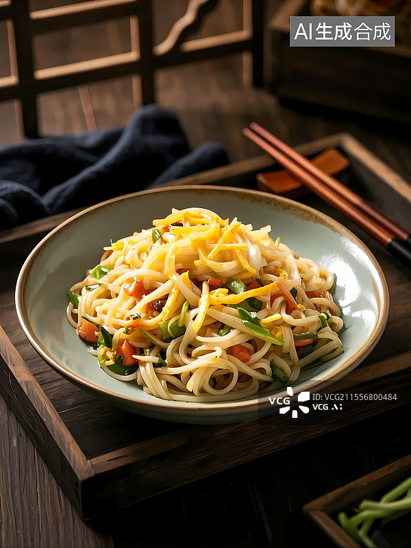【AI数字艺术】三丝炒米粉美食特写图片素材