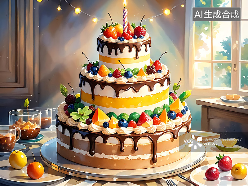 【AI数字艺术】生日蛋糕图片素材
