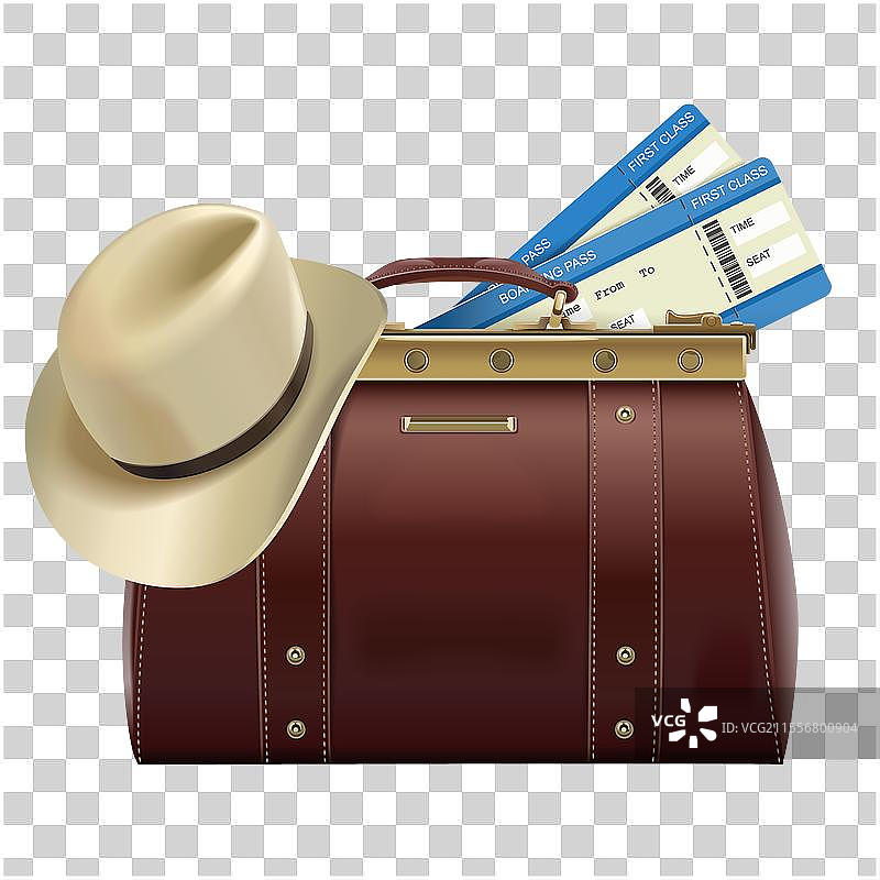 带帽子的行李包图片素材