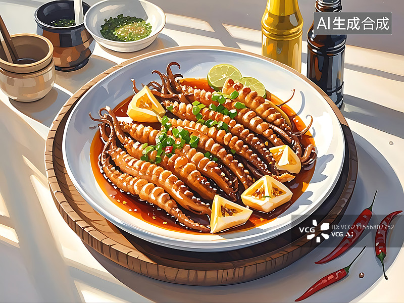 【AI数字艺术】铁板鱿鱼图片素材