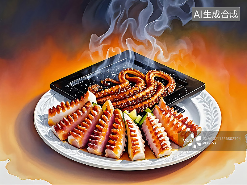 【AI数字艺术】铁板鱿鱼图片素材