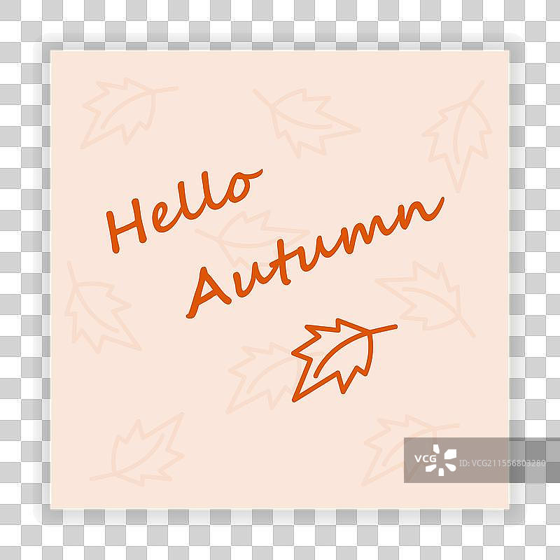 秋天你好，手写字母与叶子装饰图片素材