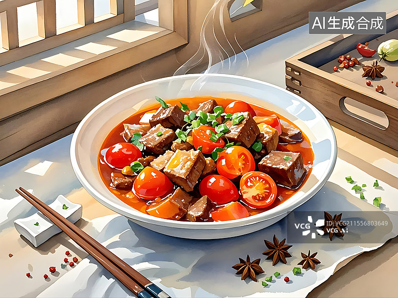 【AI数字艺术】西红柿炖牛腩图片素材