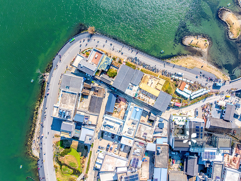 中国云南省大理磻溪S湾洱海航拍风光图片素材