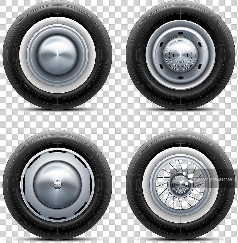 复古汽车轮胎的逼真复古轮毂图片素材