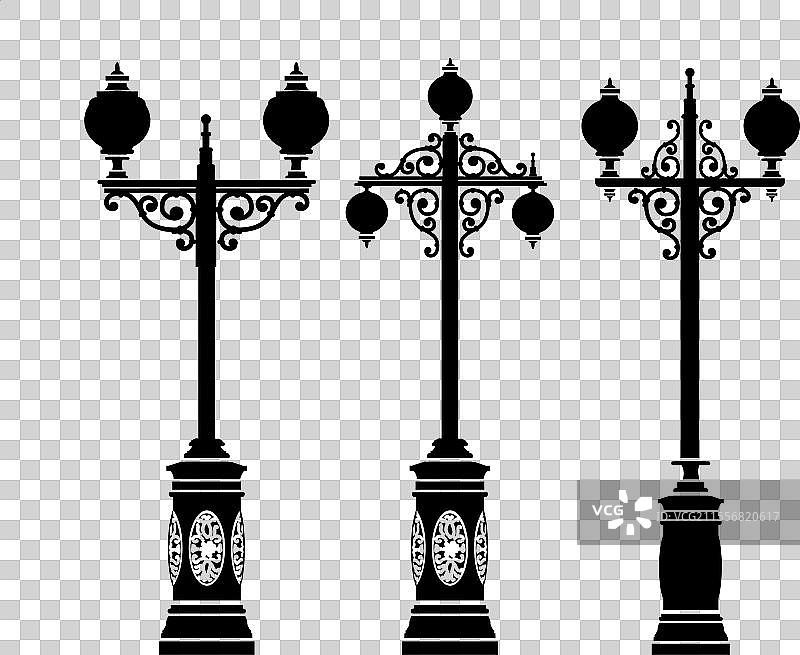 复古装饰风格街道的剪影图片素材