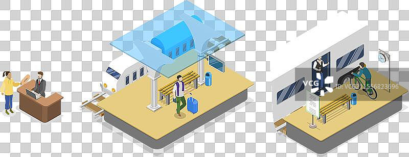 铁路的三维等距平面图图片素材