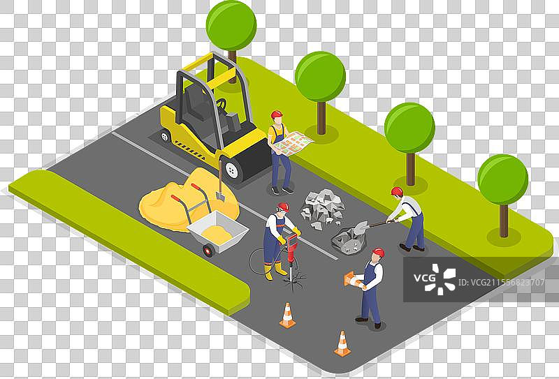 道路的三维等距平面图图片素材