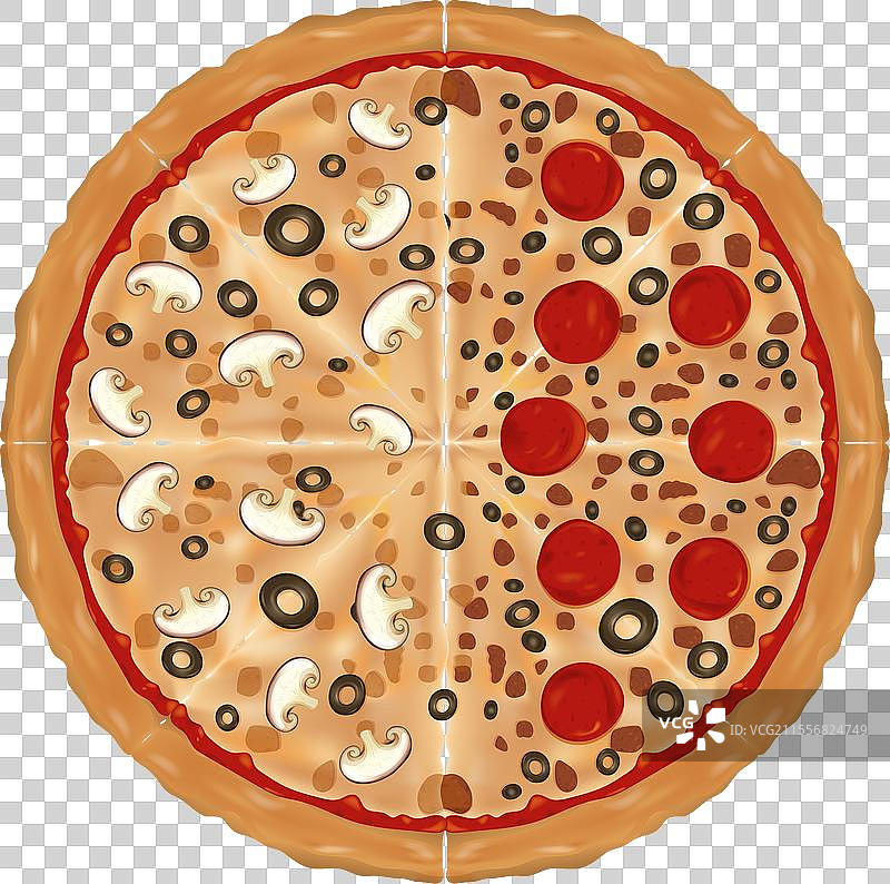 一款配有多种配料的披萨图片素材