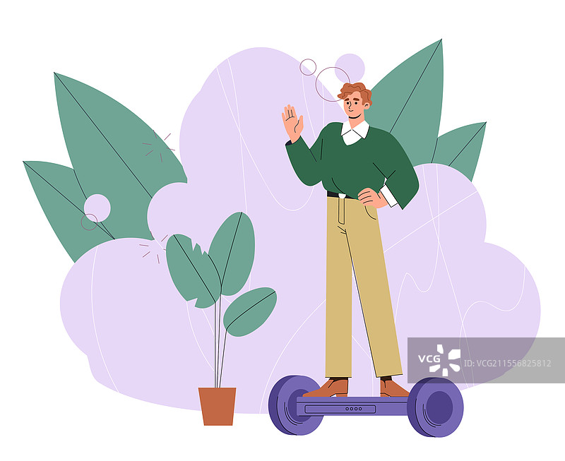 男子在滑板上保持平衡图片素材