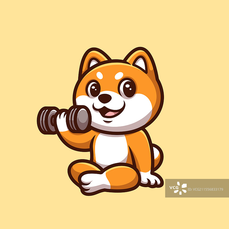 柴犬与杠铃的卡通图像图片素材