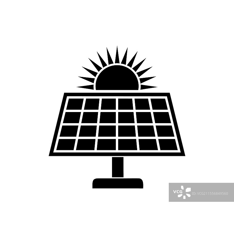 阳光剪影下的太阳能电池板能源图片素材