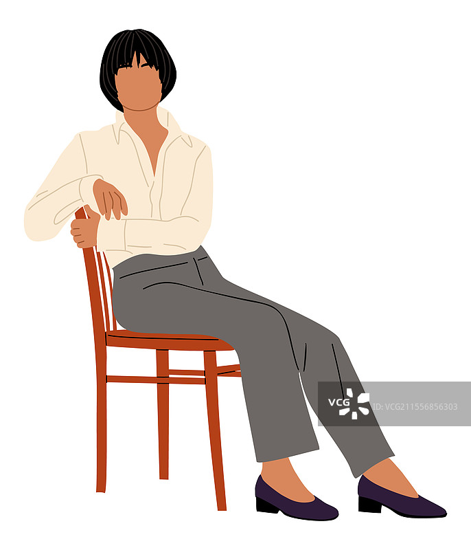 穿着智能休闲服装的职业女性坐着图片素材