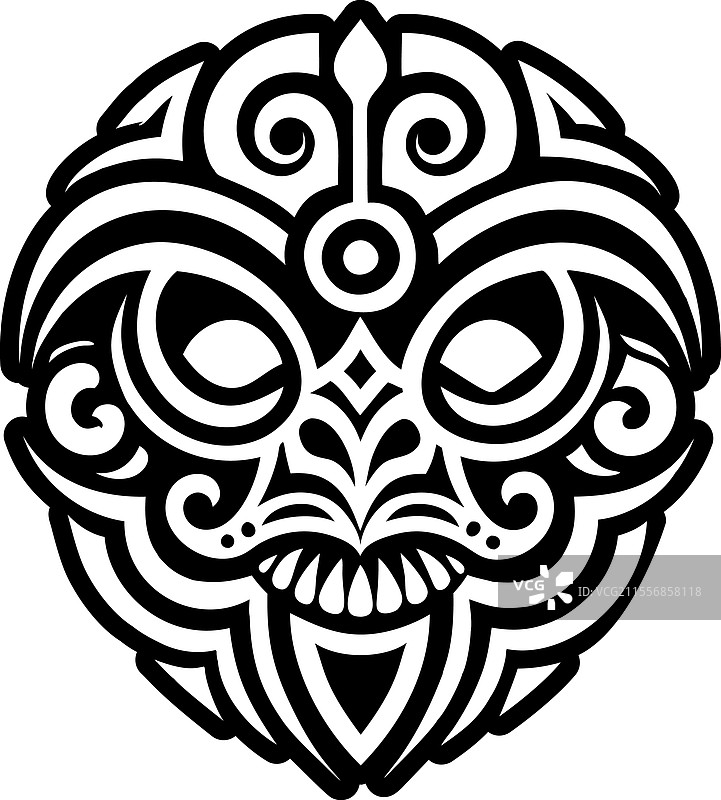 坚固风格的提基面具符号图标图片素材