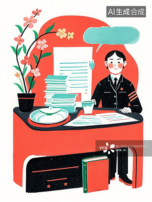 【AI数字艺术】会风会纪监督岗：正红与墨黑对比，廉洁自律与纪律执行的严肃场景图片素材