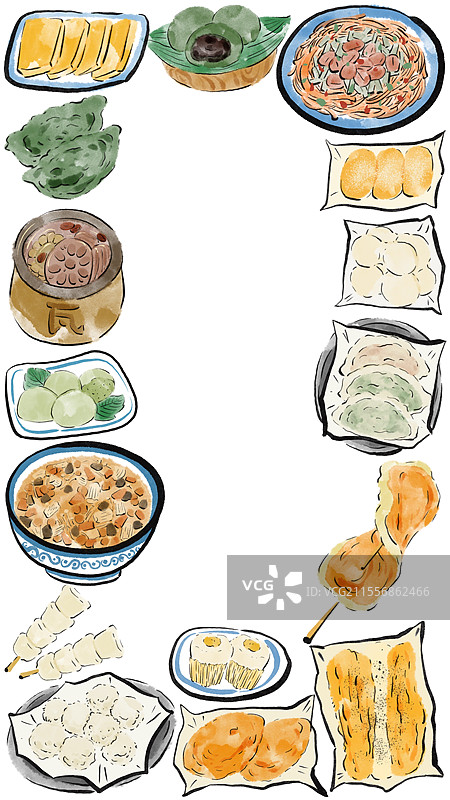 水墨风南昌美食插画图片素材
