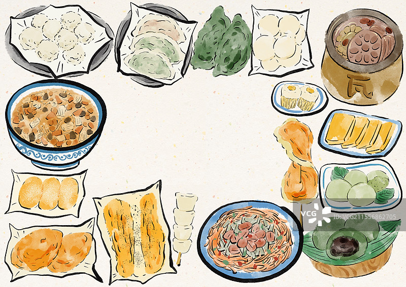 水墨风南昌美食插画图片素材