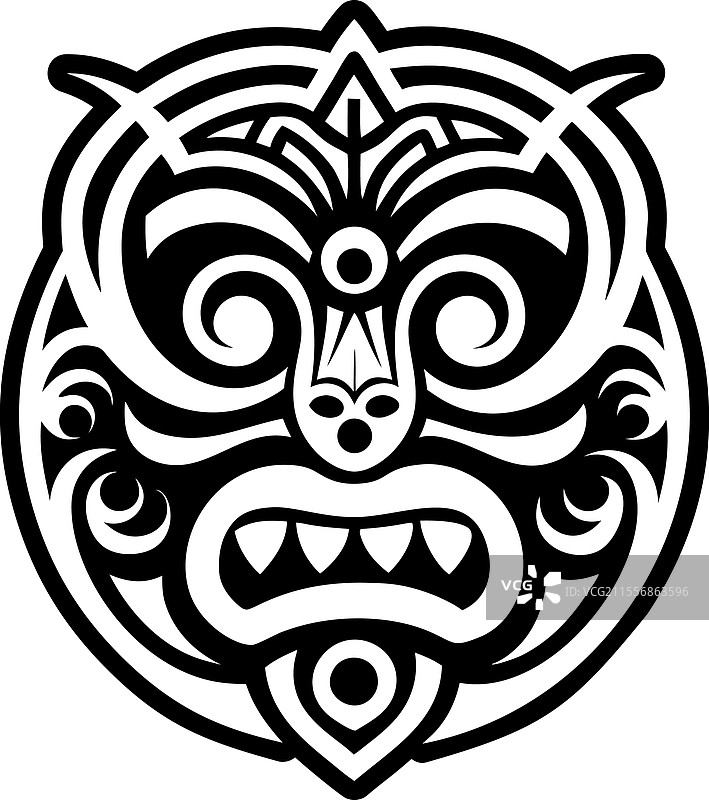 坚固风格的提基面具符号图标图片素材