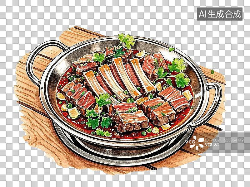 【AI数字艺术】云南丽江腊排骨火锅图片素材