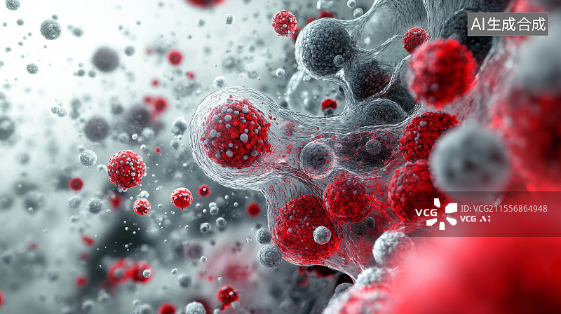【AI数字艺术】黑灰红生物孔洞结构抽象图案图片素材