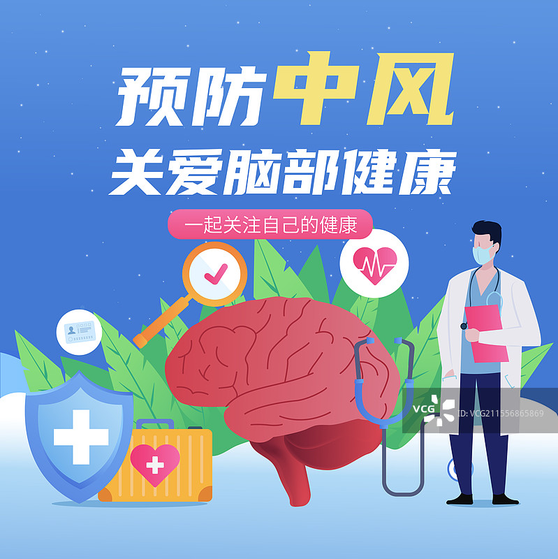 脑健康日世界卒中日脑部健康医疗脑出血预防中风体检图片素材