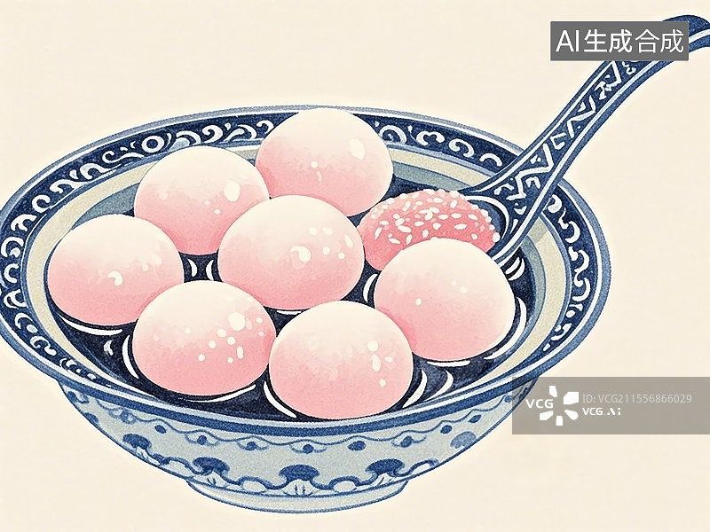 【AI数字艺术】藕粉圆子，手绘画风格图片素材