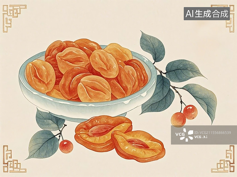 【AI数字艺术】阳高杏脯，手绘画风格图片素材