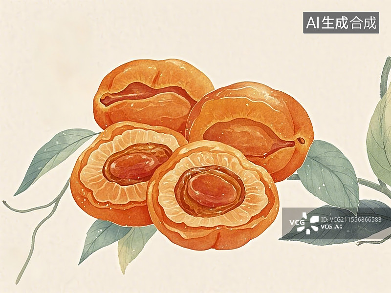 【AI数字艺术】阳高杏脯，手绘画风格图片素材