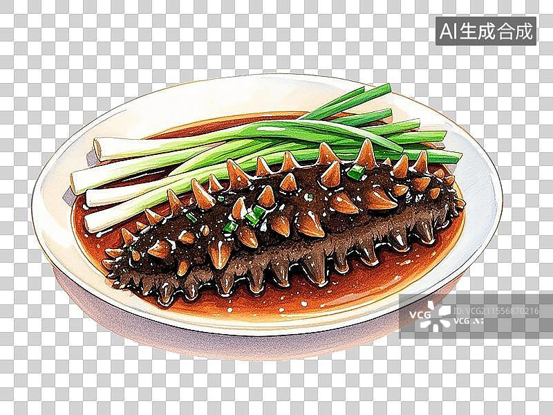 【AI数字艺术】葱烧海参图片素材