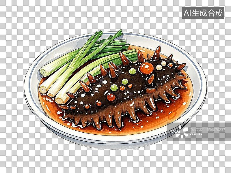【AI数字艺术】葱烧海参图片素材