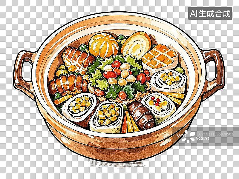 【AI数字艺术】传统美食盆菜图片素材