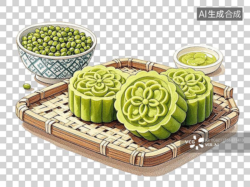 【AI数字艺术】绿豆糕图片素材