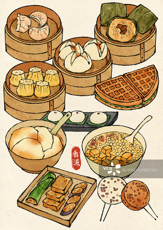 香港美食插画图片素材