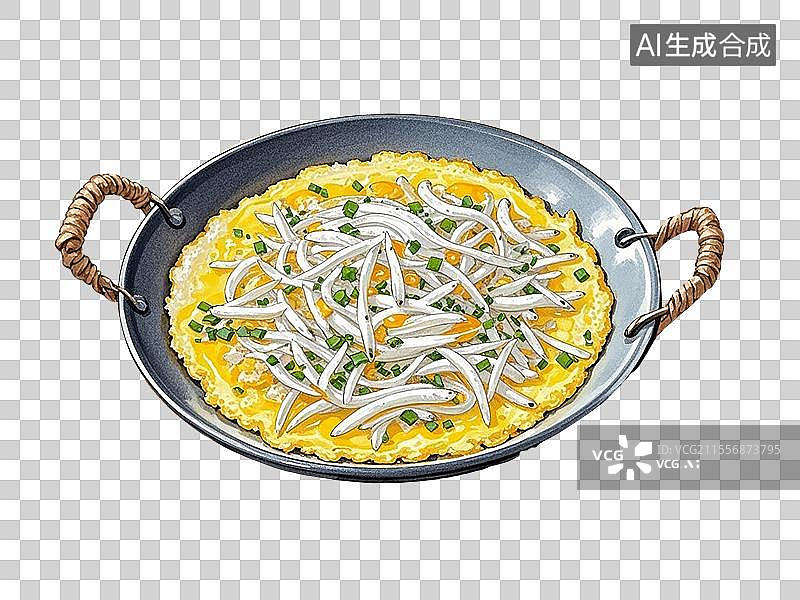 【AI数字艺术】洞庭湖银鱼煎蛋图片素材