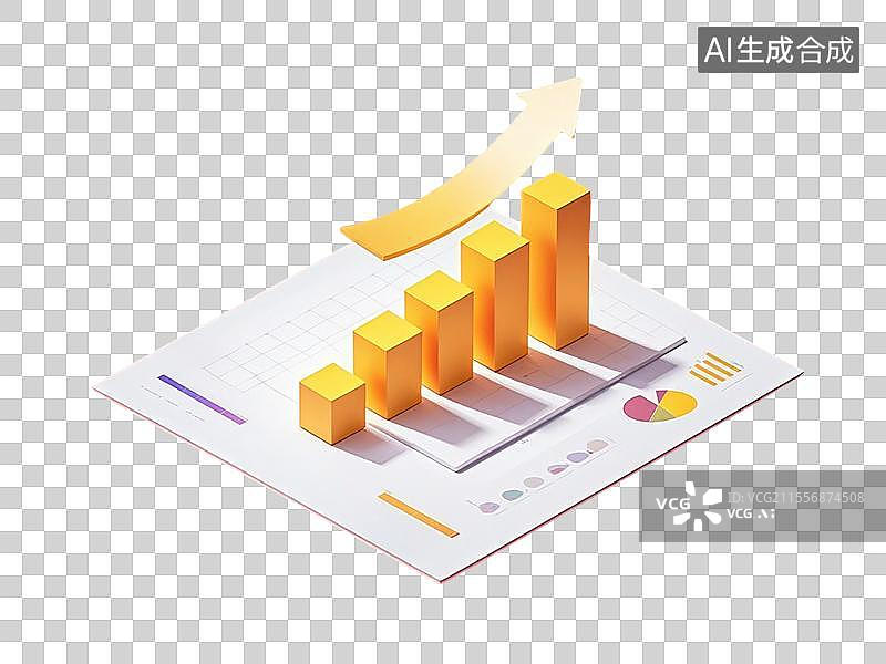 【AI数字艺术】柱状图数据分析和上升箭头图片素材