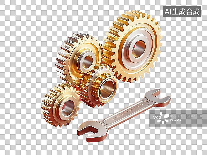 【AI数字艺术】一个扳手和机械齿轮的组合图片素材