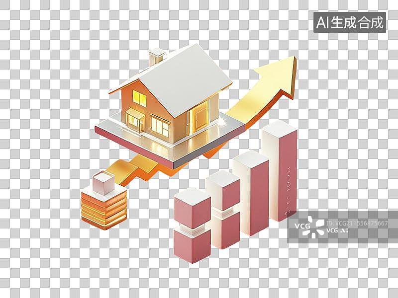 【AI数字艺术】房价上升和房屋增值图片素材