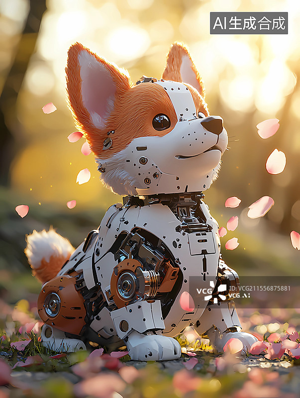 【AI数字艺术】机械宠物，柴犬，机械柴犬图片素材