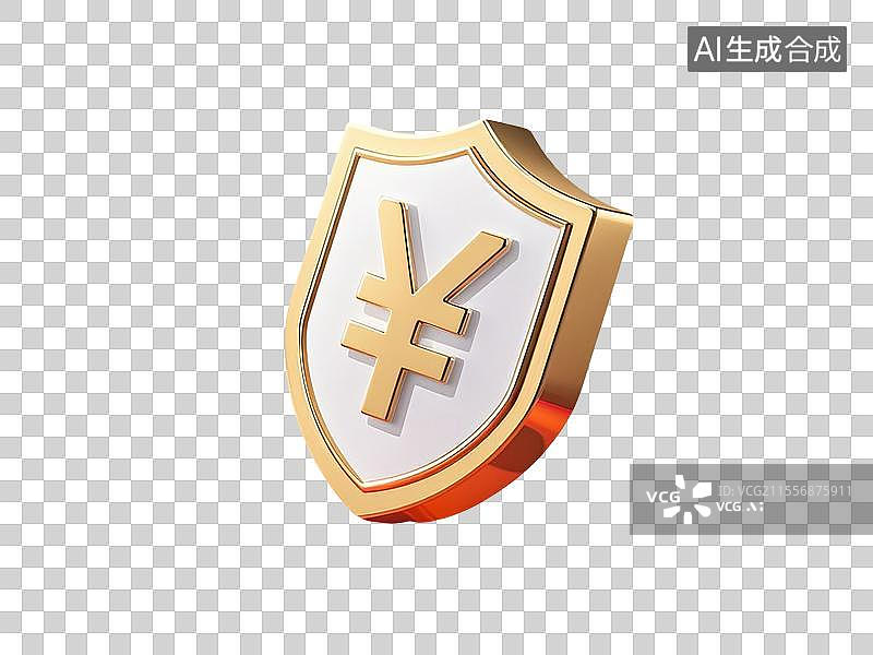 【AI数字艺术】带有人民币符号的护盾图片素材