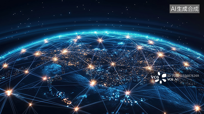 【AI数字艺术】全球网络互联互通数字化地球科技图片素材