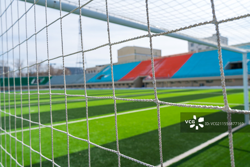 体育场足球网特写镜头图片素材